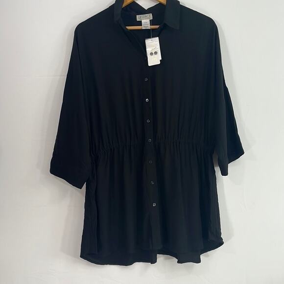 NWT L*Space Pacifica Tunic Women's S Black‎ Button Down - Picture 3 of 13